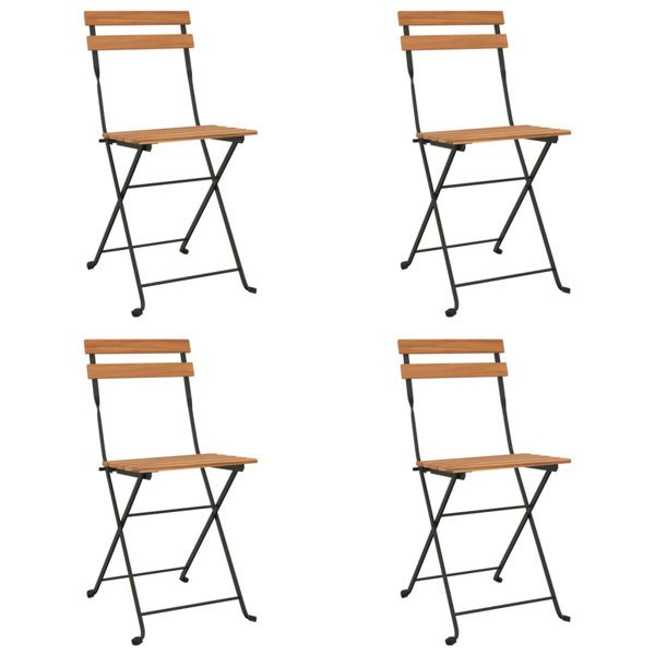 Vidaxl Folding Bistro Chairs 4 Pcs Solid Wood Teak And Steel Wayfair